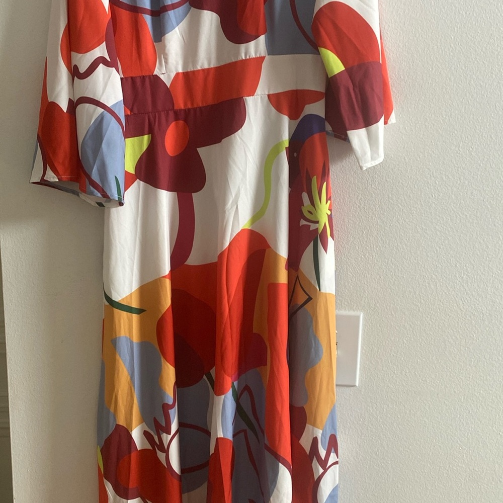 Long women dress with long sleeves multicolor dress.